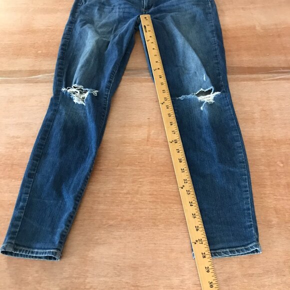 Paige Verdugo Ankle Jeans Women 32 Blue Destructed Mid Rise Distressed Preppy - Picture 7 of 13